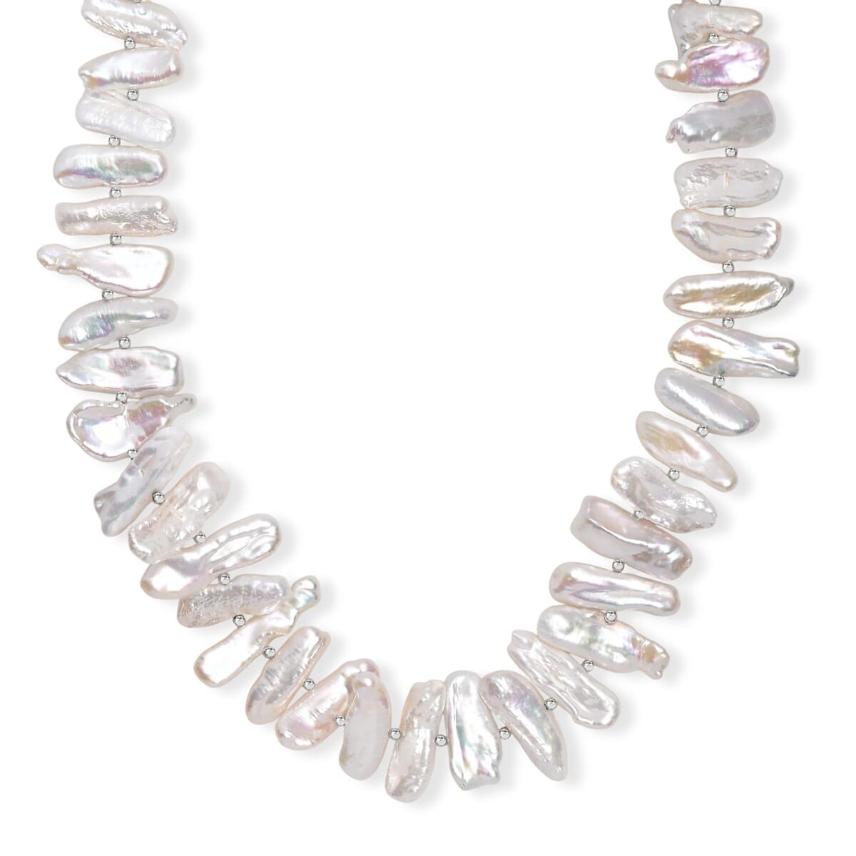 Keshi Pearl Necklace in Rhodium Over Sterling Silver 18 Inches image number 0