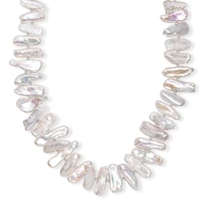 Keshi Pearl Necklace in Rhodium Over Sterling Silver 18 Inches