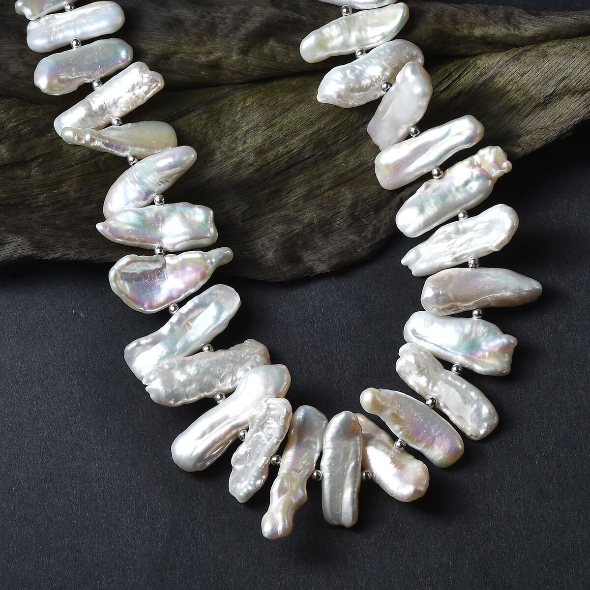 Keshi Pearl Necklace in Rhodium Over Sterling Silver 18 Inches image number 1
