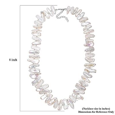 Keshi Pearl Necklace in Rhodium Over Sterling Silver 18 Inches