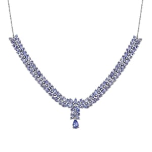 D'Joy Tanzanite 8.50 ctw Dynasty in Blue Necklace 18 Inches in Rhodium Over Sterling Silver