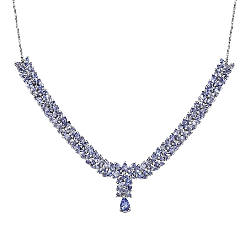 D'Joy Tanzanite 8.50 ctw Dynasty in Blue Necklace 18 Inches in Rhodium Over Sterling Silver