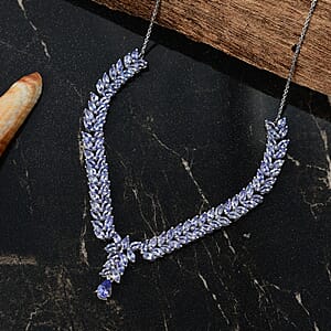 D'Joy Tanzanite 8.50 ctw Dynasty in Blue Necklace 18 Inches in Rhodium Over Sterling Silver
