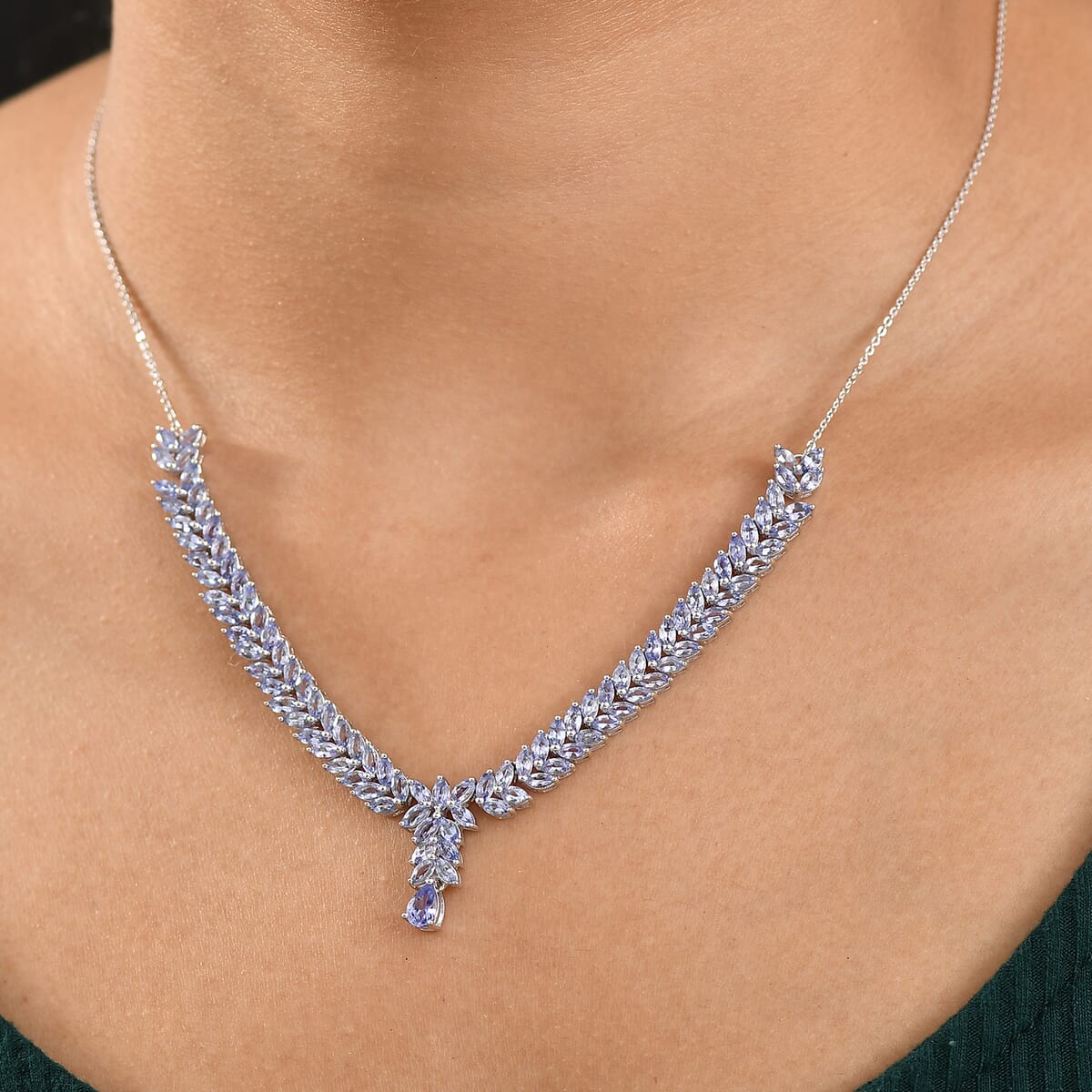 D'Joy Tanzanite 8.50 ctw Dynasty in Blue Necklace 18 Inches in Rhodium Over Sterling Silver image number 2