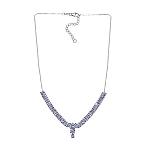 D'Joy Tanzanite 8.50 ctw Dynasty in Blue Necklace 18 Inches in Rhodium Over Sterling Silver