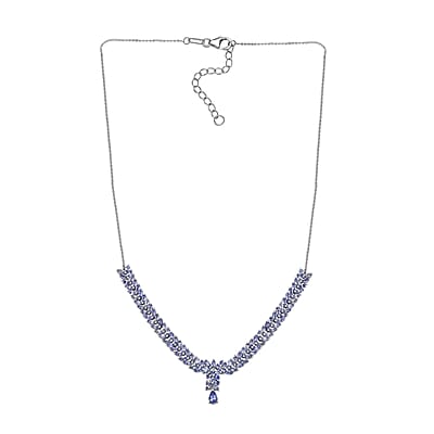 D'Joy Tanzanite 8.50 ctw Dynasty in Blue Necklace 18 Inches in Rhodium Over Sterling Silver
