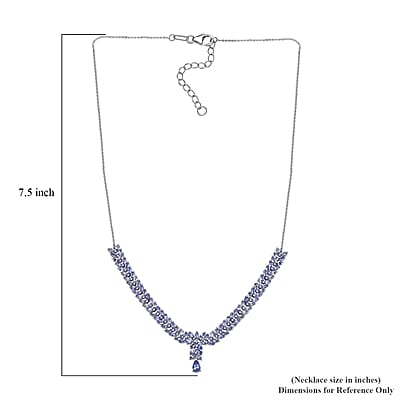 D'Joy Tanzanite 8.50 ctw Dynasty in Blue Necklace 18 Inches in Rhodium Over Sterling Silver