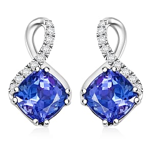 Certified & Appraised Rhapsody AAAA Tanzanite and E-F VS Diamond 2.51 ctw Earrings in 950 Platinum