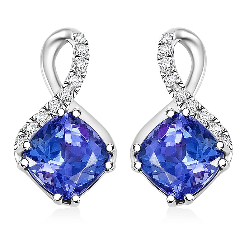 Certified & Appraised Rhapsody AAAA Tanzanite and E-F VS Diamond 2.51 ctw Earrings in 950 Platinum