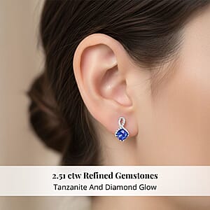 Certified & Appraised Rhapsody AAAA Tanzanite and E-F VS Diamond 2.51 ctw Earrings in 950 Platinum