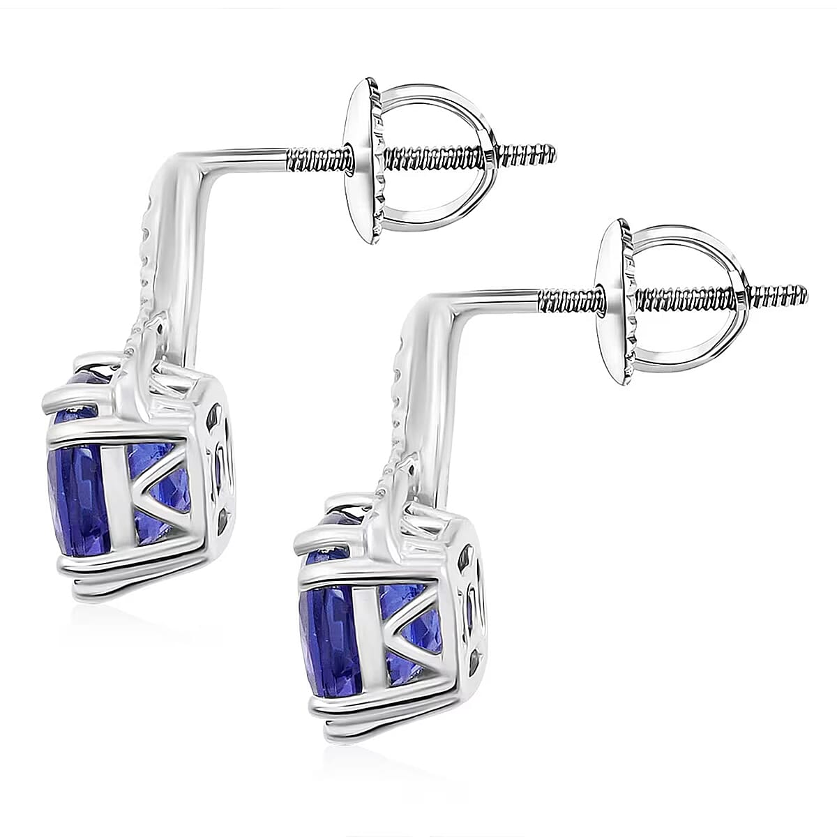 Certified & Appraised Rhapsody AAAA Tanzanite and E-F VS Diamond 2.51 ctw Earrings in 950 Platinum image number 7
