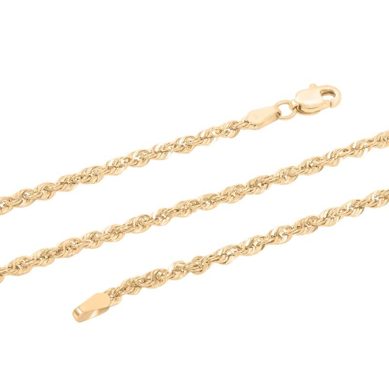 2.5mm Diamond-cut Rope Chain Necklace in 10K Yellow Gold 3.60 Grams 20 Inches
