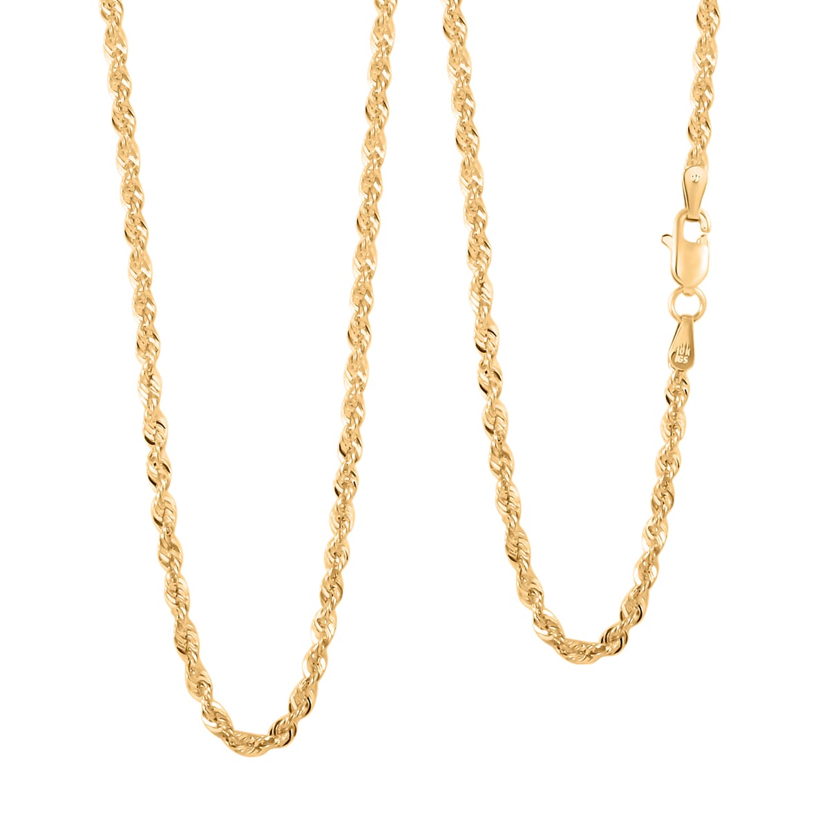 2.5mm Diamond-cut Rope Chain Necklace in 10K Yellow Gold 3.70 Grams 22 Inches image number 0