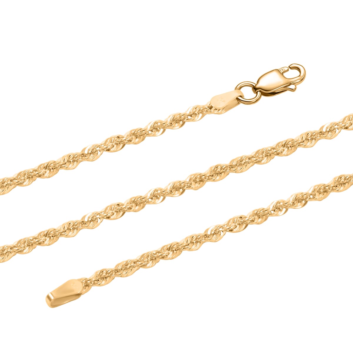 2.5mm Diamond-cut Rope Chain Necklace in 10K Yellow Gold 3.70 Grams 22 Inches image number 1