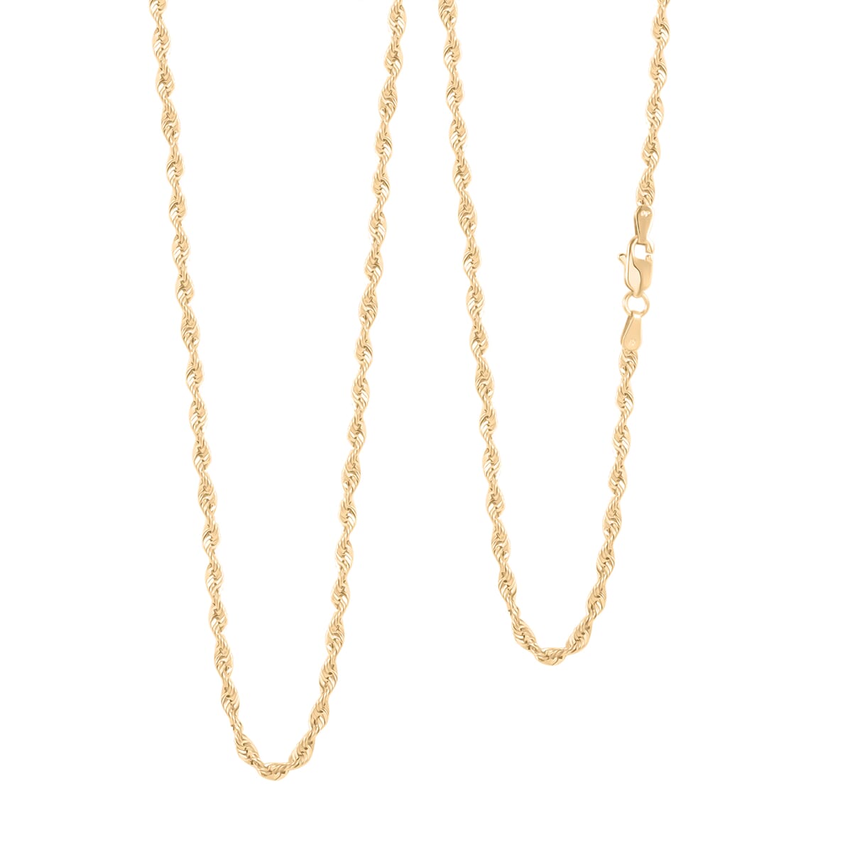 2.5mm Diamond-cut Rope Chain Necklace in 10K Yellow Gold 4.1 Grams 24 Inches image number 0