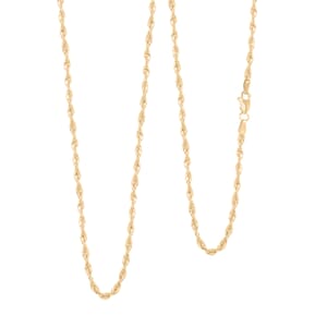 2.5mm Diamond-cut Rope Chain Necklace in 10K Yellow Gold 4.1 Grams 24 Inches