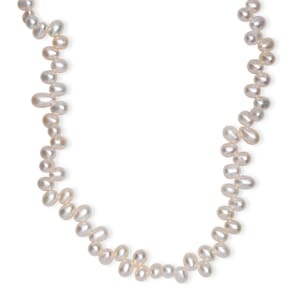 White Freshwater Pearl Necklace in Rhodium Over Sterling Silver 18 Inches