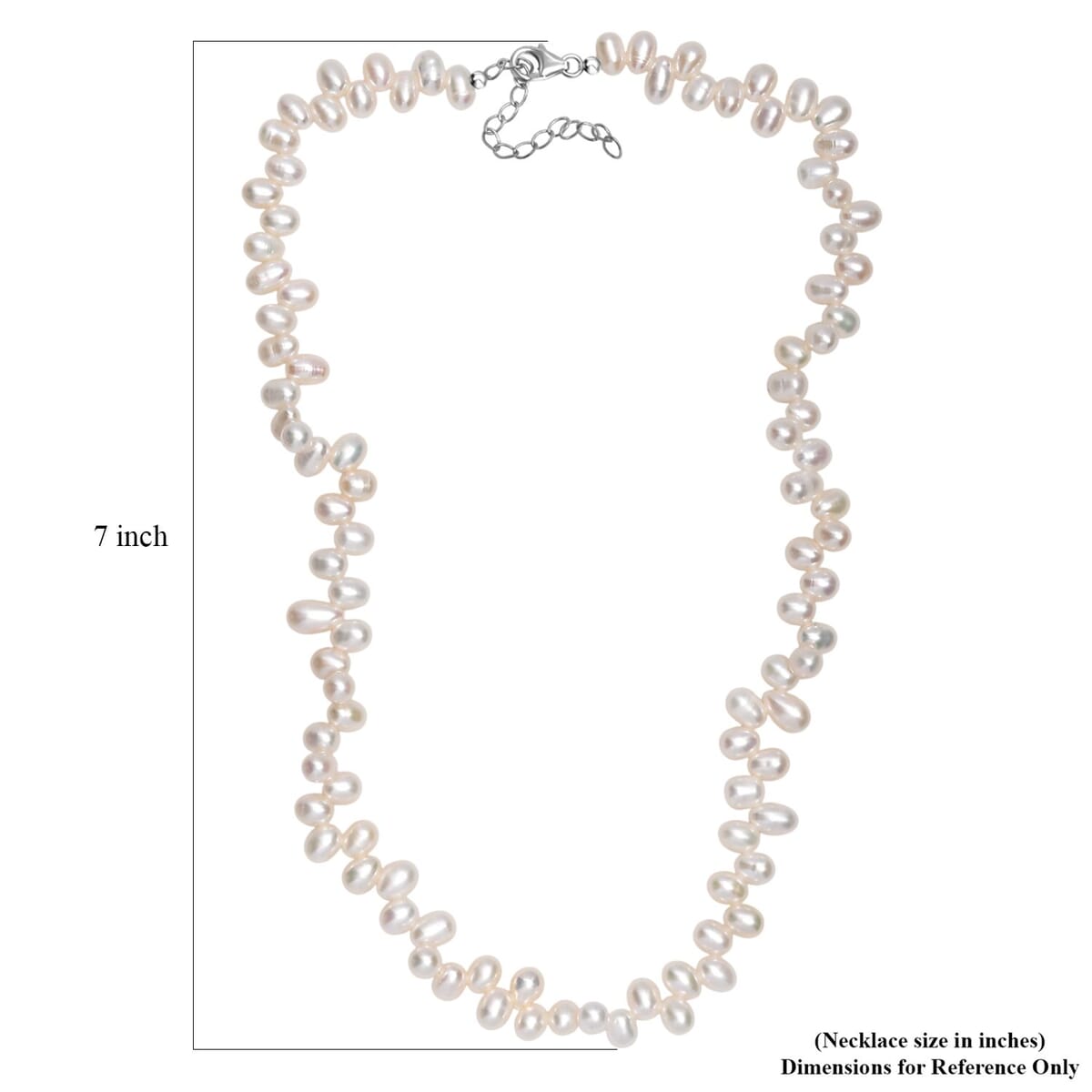 White Freshwater Pearl Necklace in Rhodium Over Sterling Silver 18 Inches image number 5