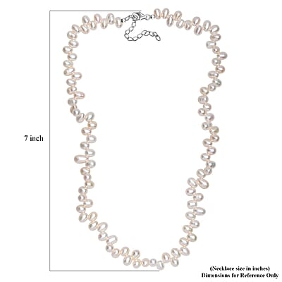 White Freshwater Pearl Necklace in Rhodium Over Sterling Silver 18 Inches