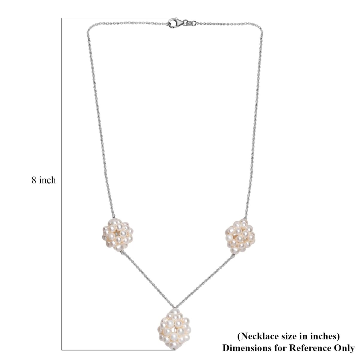 White Freshwater Pearl Necklace in Rhodium Over Sterling Silver 20 Inches image number 5