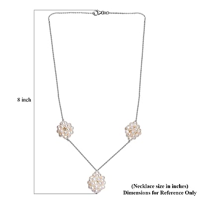 White Freshwater Pearl Necklace in Rhodium Over Sterling Silver 20 Inches