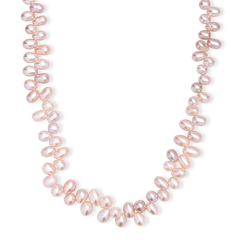 GCS Lavender Pearl Necklace in 18K Vermeil Rose Gold Over Sterling Silver 18 Inches