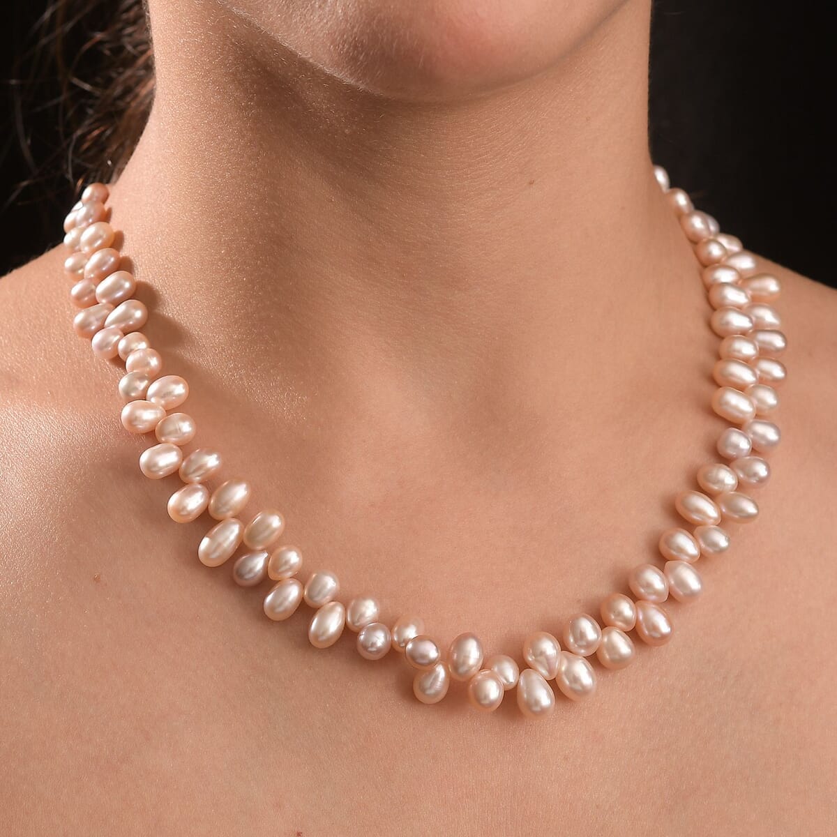 Lavender Pearl Necklace in 18K Vermeil Rose Gold Over Sterling Silver 18 Inches image number 2