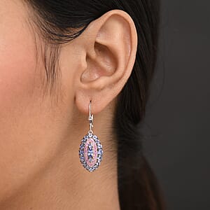  D'Joy Tanzanite and Pink Sapphire 3.75 ctw Earrings in Rhodium Over Sterling Silver