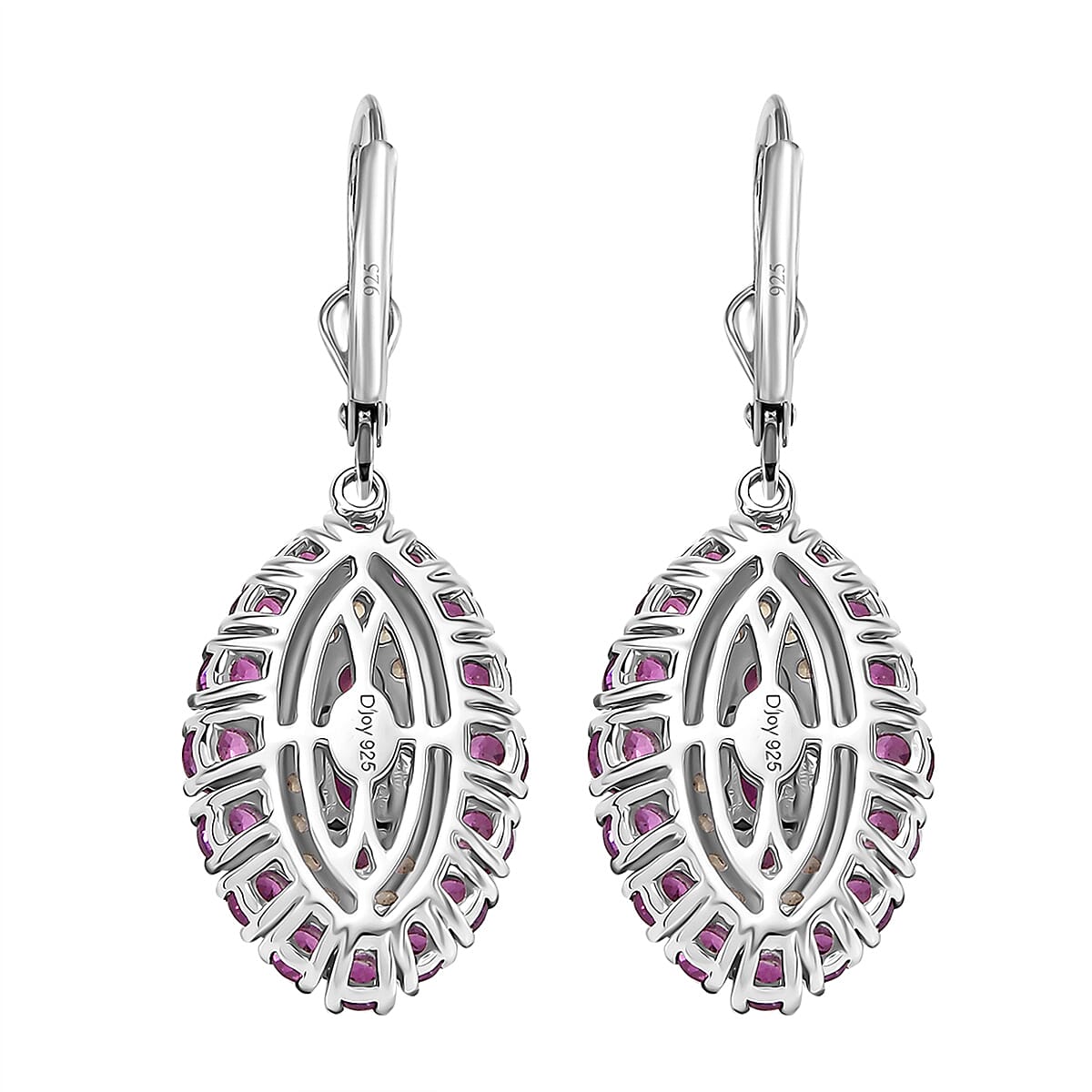 D'Joy Radiant Ember Garnet and Yellow Sapphire 4.60 ctw Regal Marquise Crown Earrings in Rhodium Over Sterling Silver