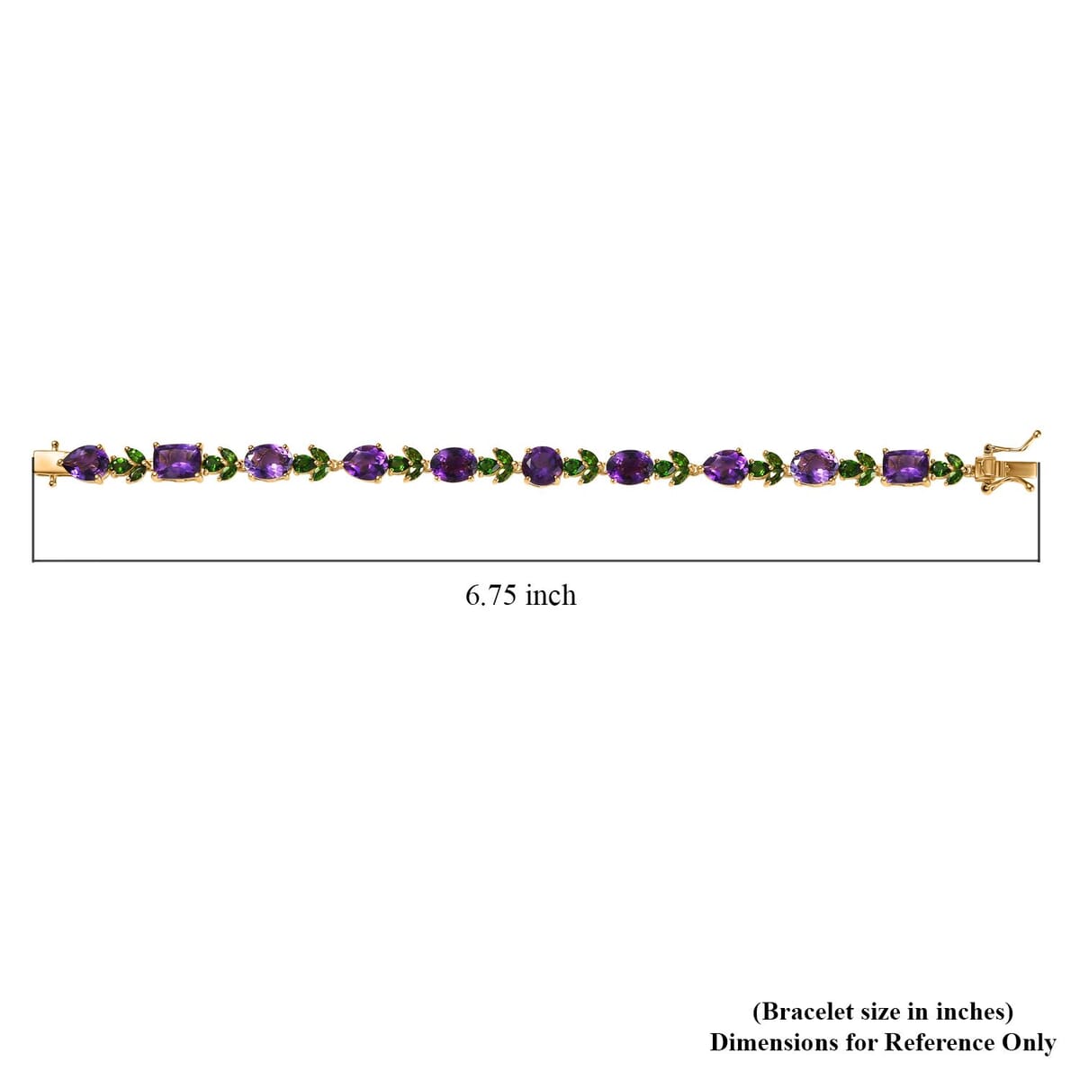 D'Joy Moroccan Amethyst and Chrome Diopside 14.25 ctw Forest Bloom Bracelet in 18K Vermeil Yellow Gold Over Sterling Silver (6.50 In) image number 4