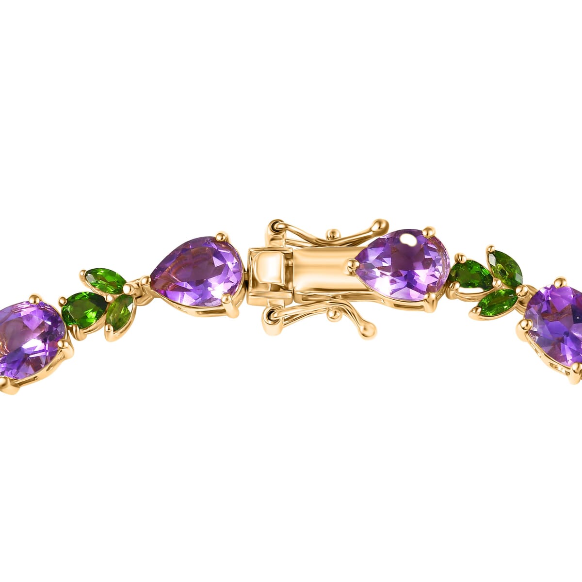 D'Joy Moroccan Amethyst and Chrome Diopside 19.00 ctw Forest Bloom Bracelet in 18K Vermeil Yellow Gold Over Sterling Silver (8.00 In) image number 3