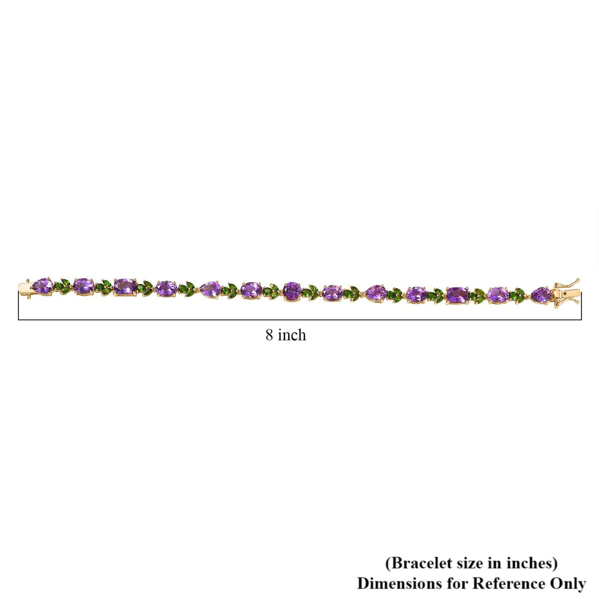 D'Joy Moroccan Amethyst and Chrome Diopside 19.00 ctw Forest Bloom Bracelet in 18K Vermeil Yellow Gold Over Sterling Silver (8.00 In) image number 4