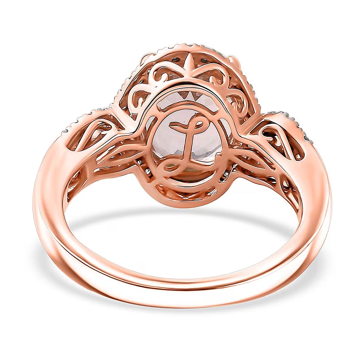 Luxoro 14K Rose Gold AAA Pink Morganite, Paraiba Tourmaline and Diamond (G-H, I2) (0.34 cts) Ring (Size 10.0) 3.90 ctw image number 6