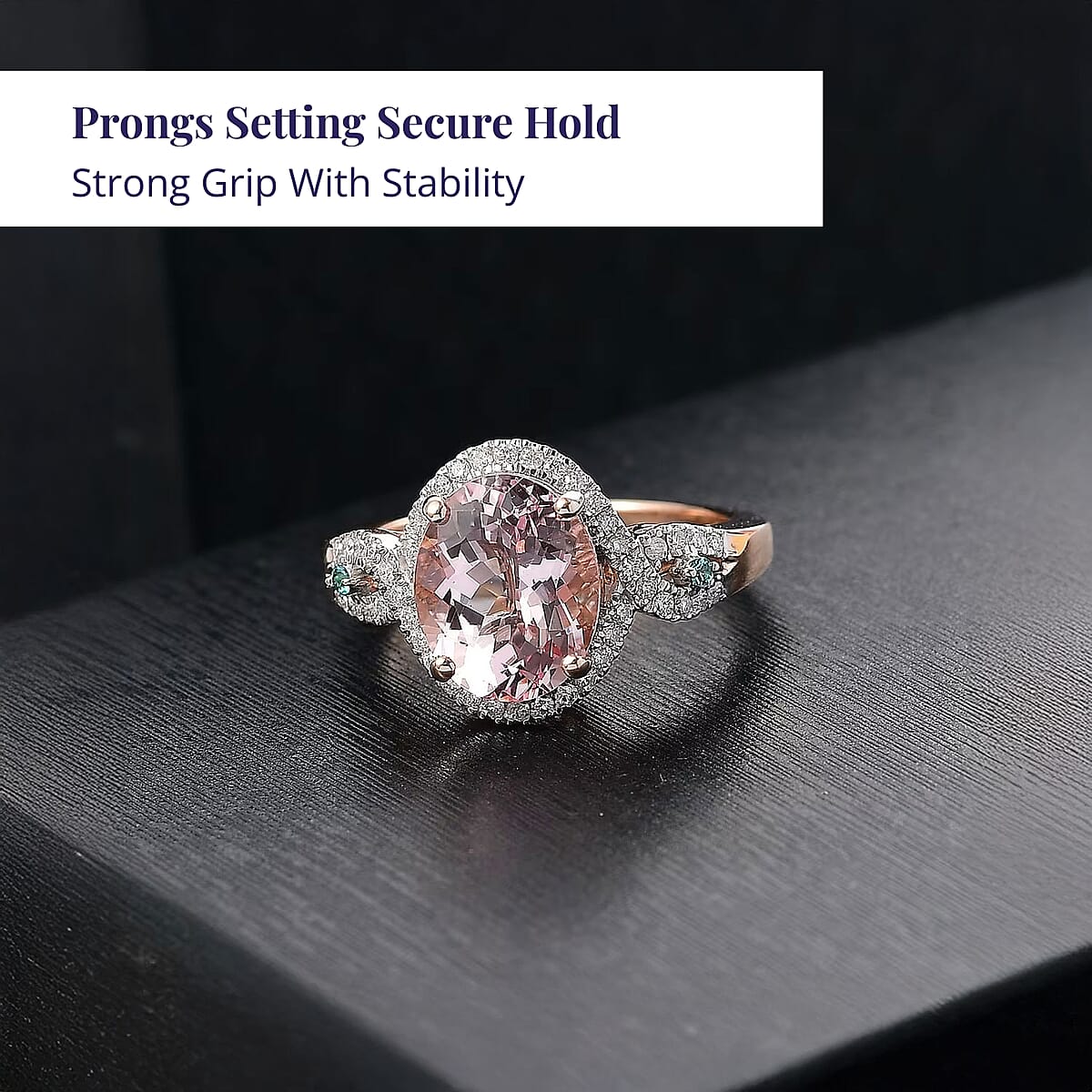 Luxoro 14K Rose Gold AAA Pink Morganite, Paraiba Tourmaline and Diamond (G-H, I2) (0.34 cts) Ring (Size 5.5) 3.90 ctw image number 3