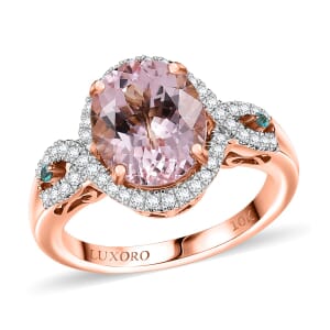 Luxoro AAA Pink Morganite, Paraiba Tourmaline and G-H I2 Diamond 3.75 ctw Infinite Grace Ring in 14K Rose Gold (Size 7.0)