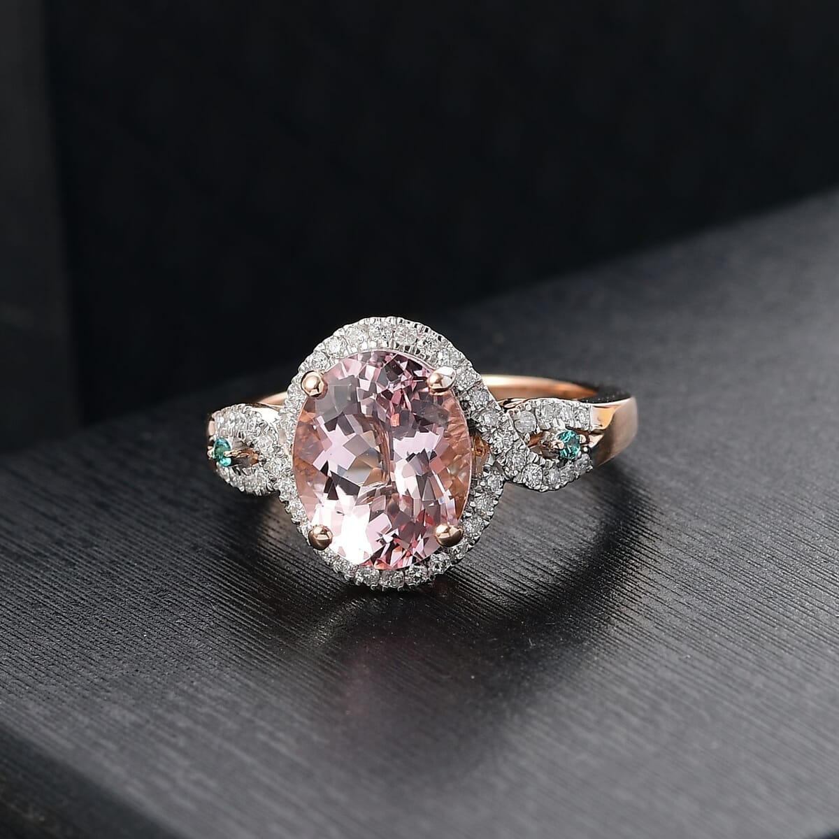 Luxoro AAA Pink Morganite, Paraiba Tourmaline and G-H I2 Diamond 3.75 ctw Infinite Grace Ring in 14K Rose Gold (Size 7.0) image number 1