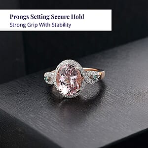 Luxoro AAA Pink Morganite, Paraiba Tourmaline and G-H I2 Diamond 3.75 ctw Infinite Grace Ring in 14K Rose Gold (Size 7.0)