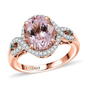 Luxoro AAA Pink Morganite, Paraiba Tourmaline and G-H I2 Diamond 3.90 ctw Infinite Grace Ring in 14K Rose Gold (Size 9.0)