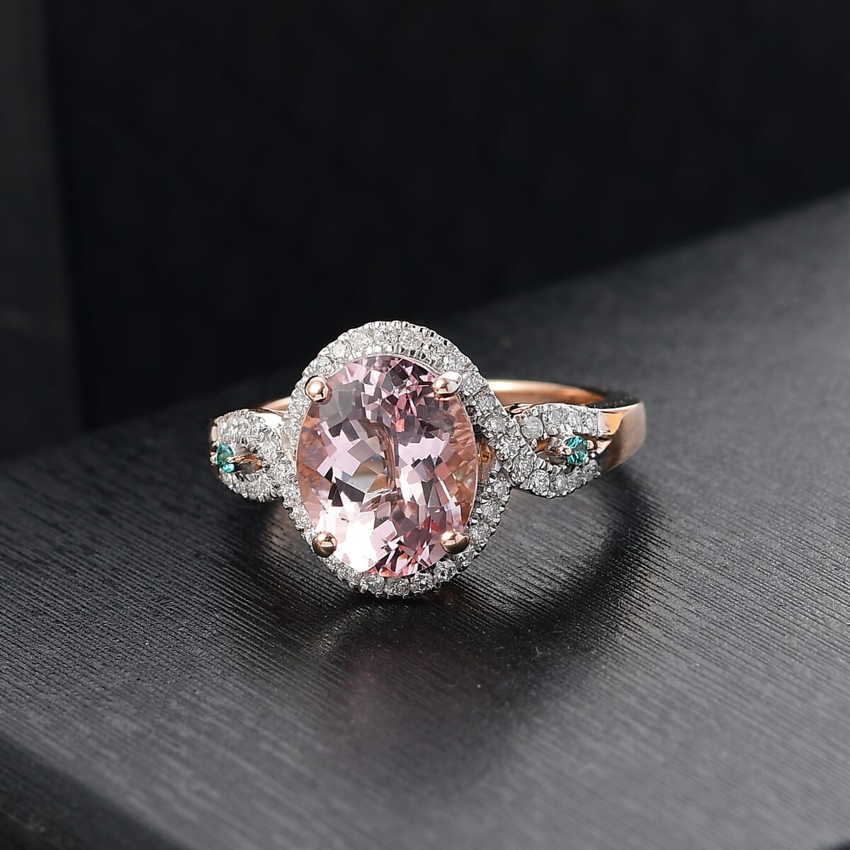 Luxoro AAA Pink Morganite, Paraiba Tourmaline and G-H I2 Diamond 3.90 ctw Infinite Grace Ring in 14K Rose Gold (Size 9.0) image number 1