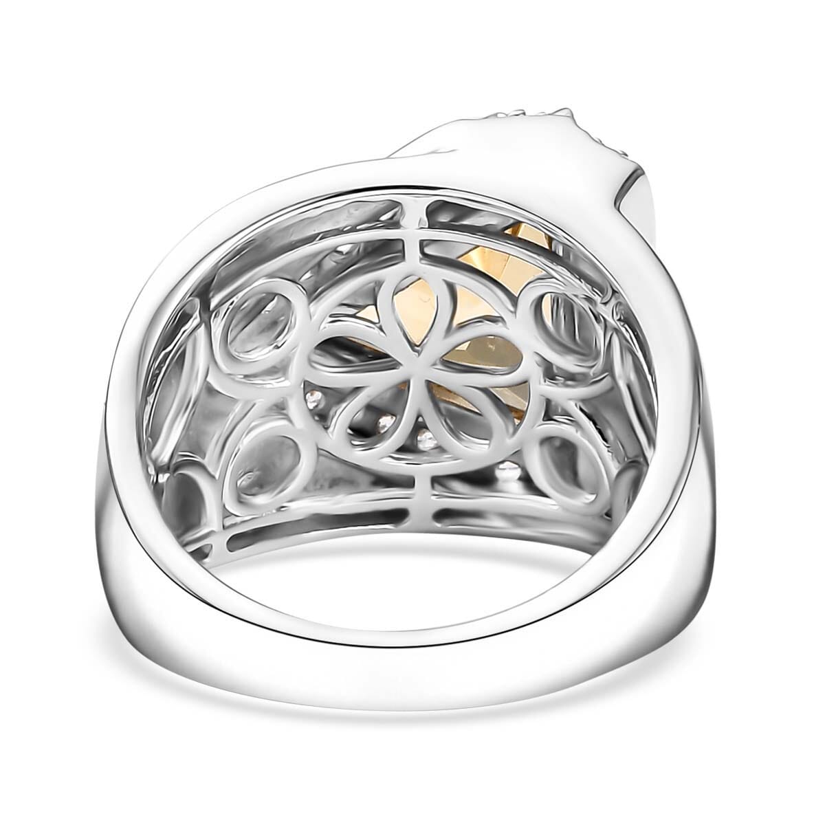 D'Joy Brazilian Citrine and White Zircon 4.90 ctw Men's Ring in Rhodium Over Sterling Silver (Size 12.0) image number 4