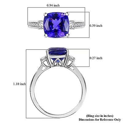 Certified & Appraised Rhapsody AAAA Tanzanite, Diamond Ring in 950 Platinum 4.61 ctw (Size 10.0)
