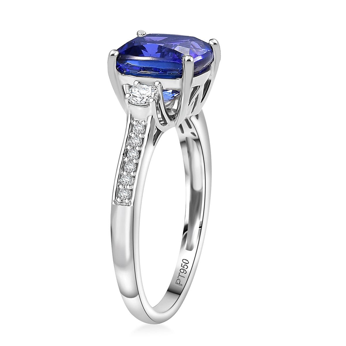 Certified & Appraised Rhapsody AAAA Tanzanite and Diamond E-F VS 4.61 ctw Ring in 950 Platinum (Size 7.0) 5.60 Grams (Del. in 7-10 Days) image number 3