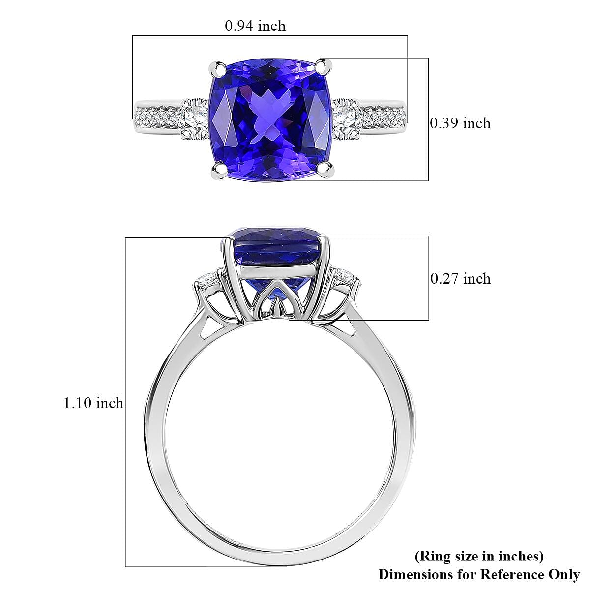 Certified & Appraised Rhapsody AAAA Tanzanite and Diamond E-F VS 4.61 ctw Ring in 950 Platinum (Size 7.0) 5.60 Grams (Del. in 7-10 Days) image number 5