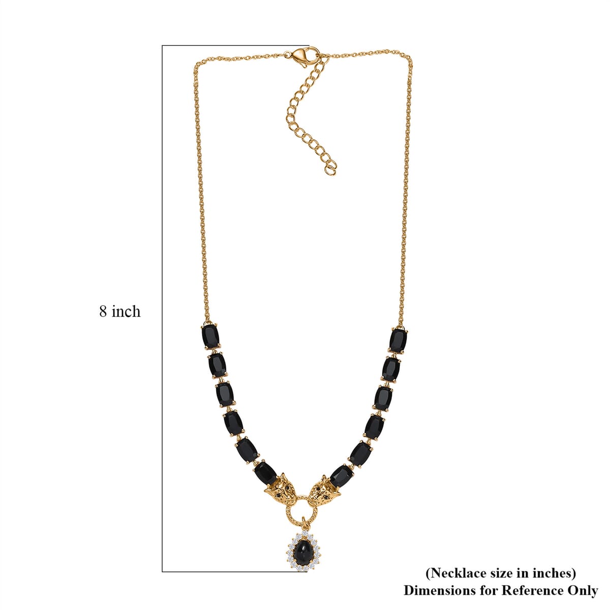 Karis Thai Black Spinel and White Zircon 16.50 ctw Panther Necklace 18 Inches in 18K YG Plated image number 5