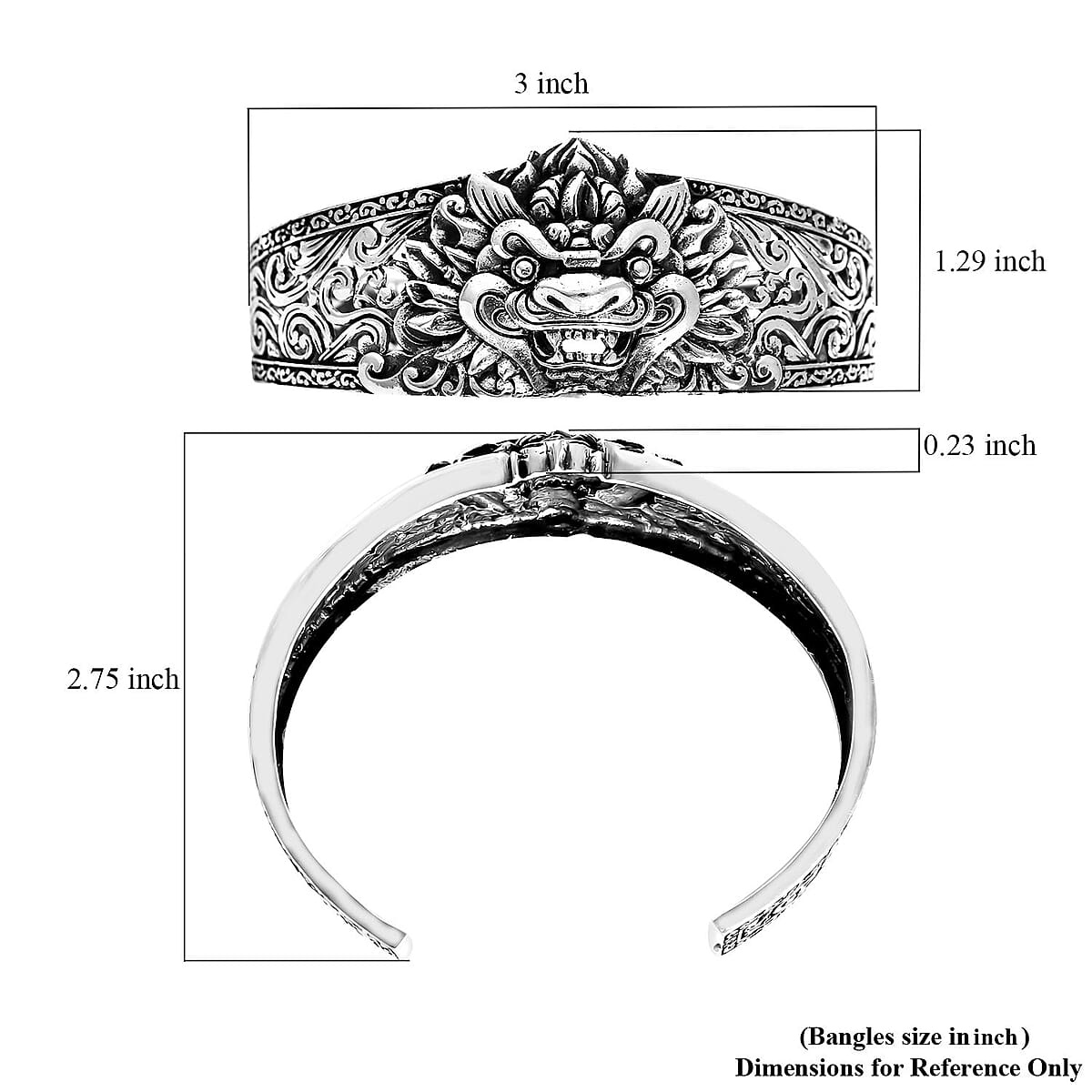 Doorbuster D'Joy Bali Legacy Sterling Silver Pixiu Cuff Bracelet (7.25 In) 32.35 Grams image number 6