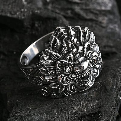 D'Joy Bali Legacy Sterling Silver Pixiu Ring (Size 7.0) 4.35 Grams