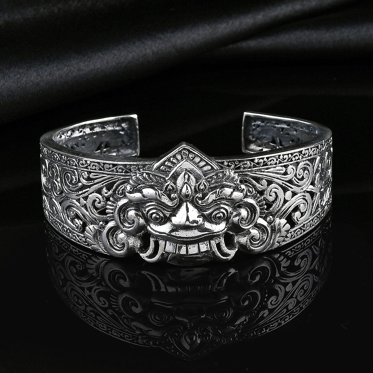 D'Joy Bali Legacy Sterling Silver Barong Cuff Bracelet (7.25 In) 30.30 Grams