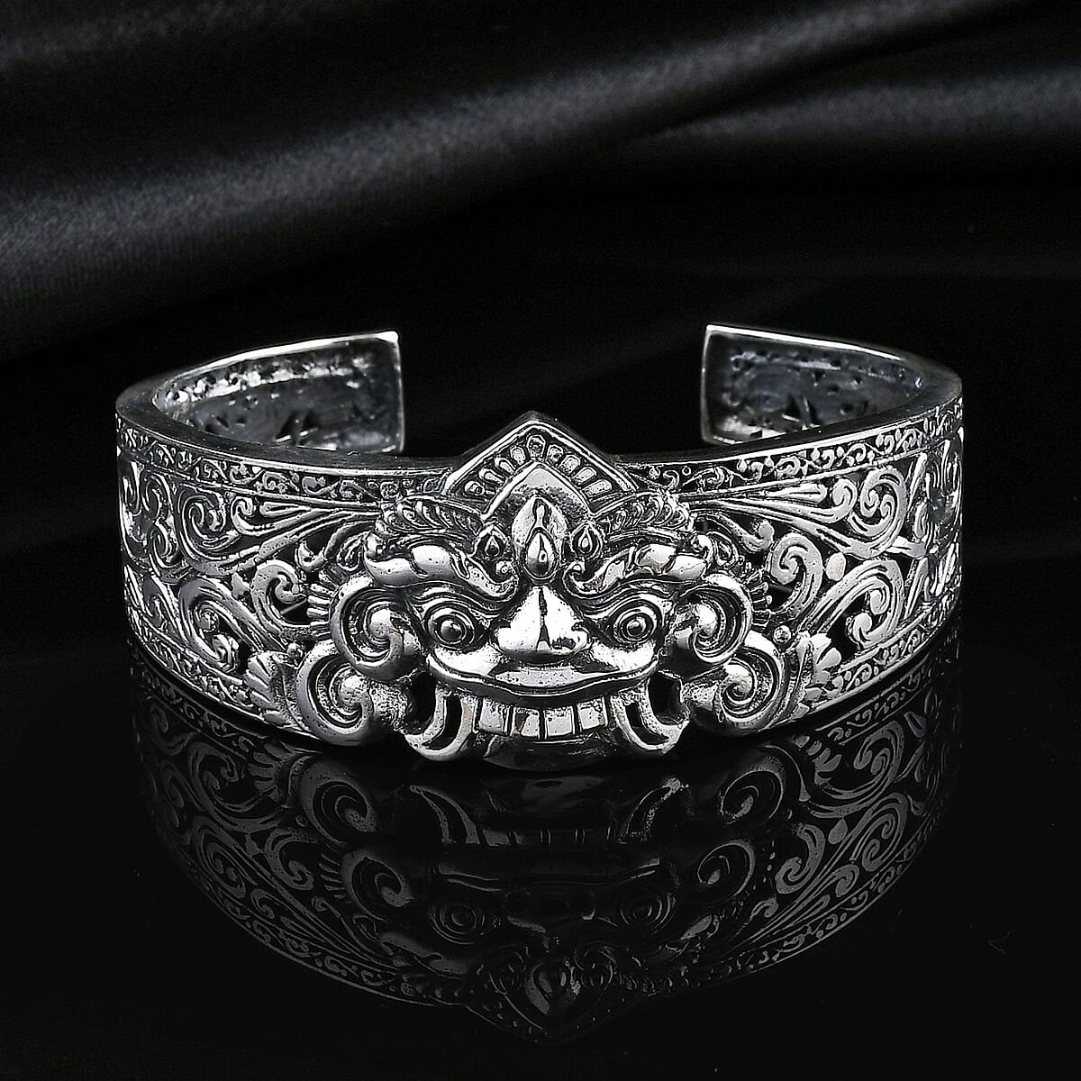  D'Joy Bali Legacy Sterling Silver Barong Cuff Bracelet (7.25 In) 30.30 Grams image number 1