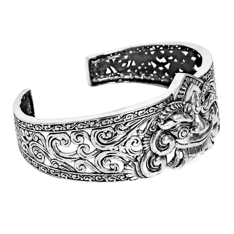 D'Joy Bali Legacy Sterling Silver Barong Cuff Bracelet (7.25 In) 30.30 Grams