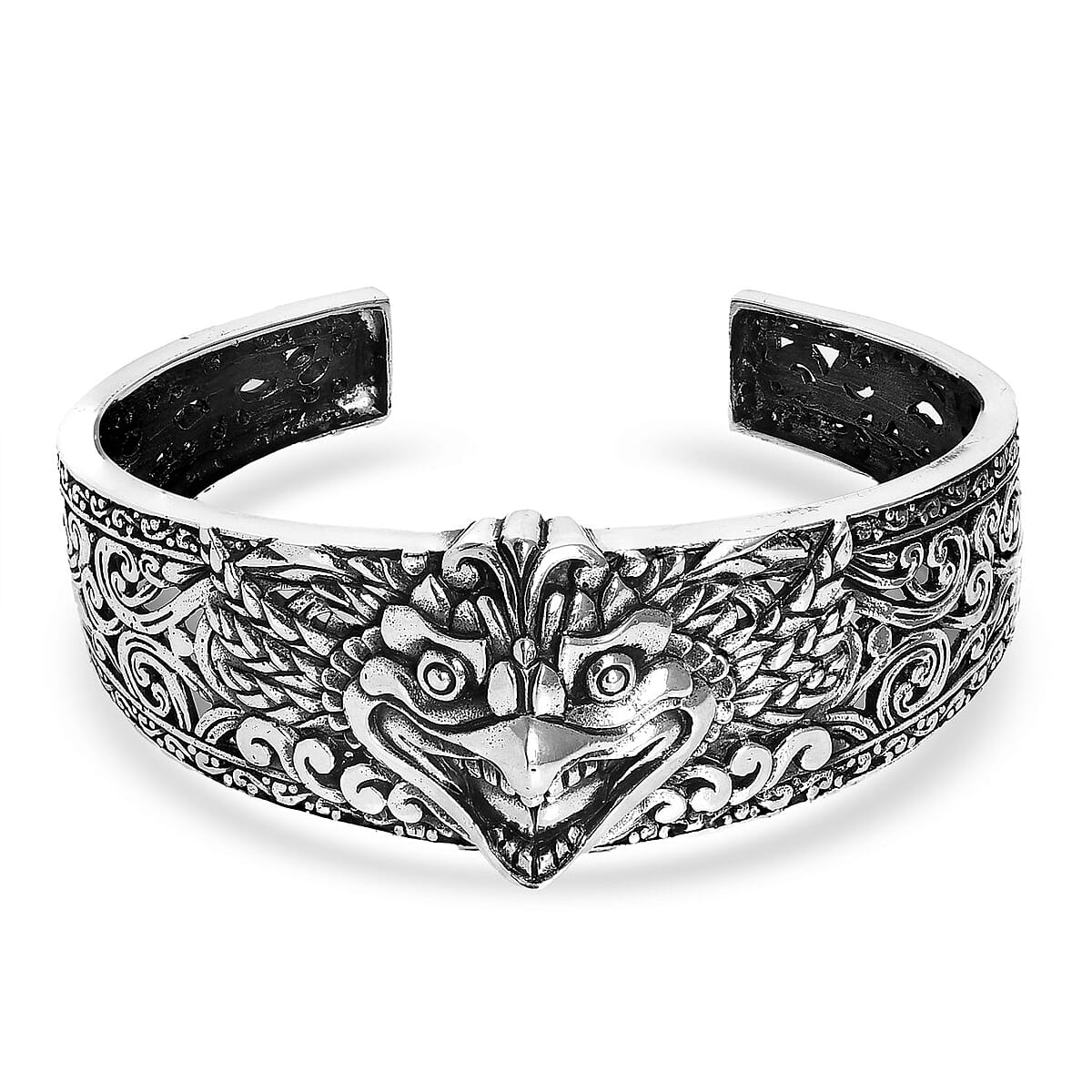  D'Joy Bali Legacy Sterling Silver Garuda Cuff Bracelet (7.25 In) 34.35 Grams image number 0